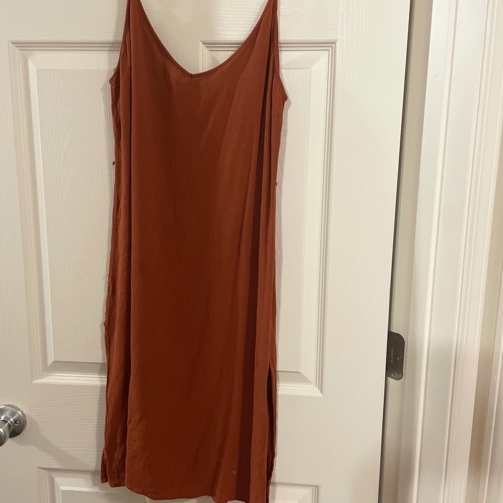 High slit orange dress